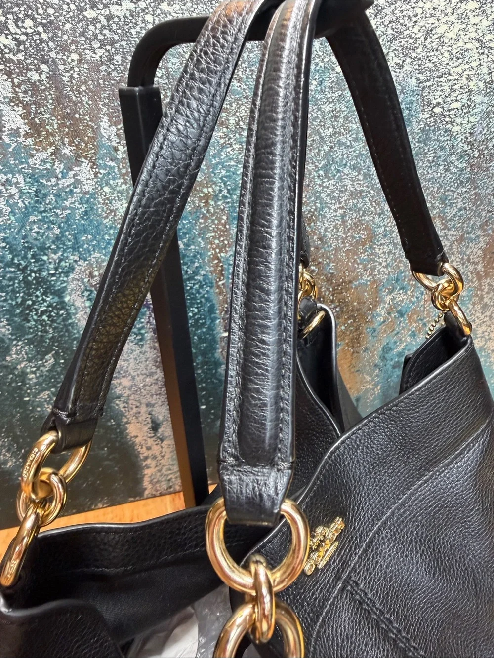Coach Classic 2017 Lexy Black Pebble Leather Shoulder Bag Gold Hardware